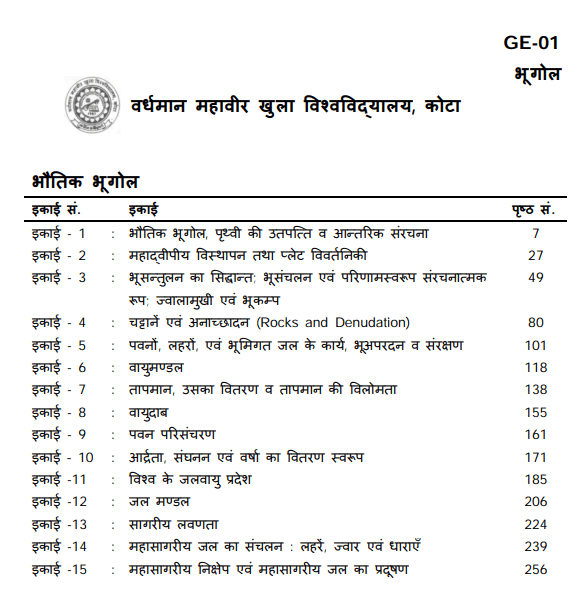 BA 1st Year Geography Book In Hindi PDF [Notes Free Download]