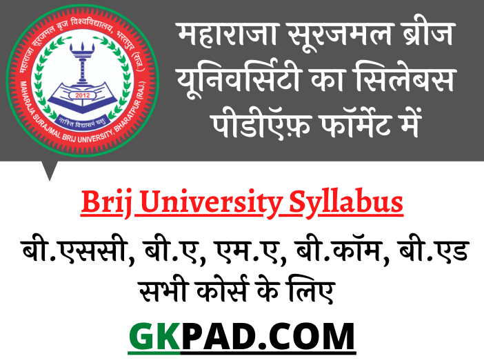 Brij University Syllabus 2024 In Hindi PDF - Maharaja Surajmal