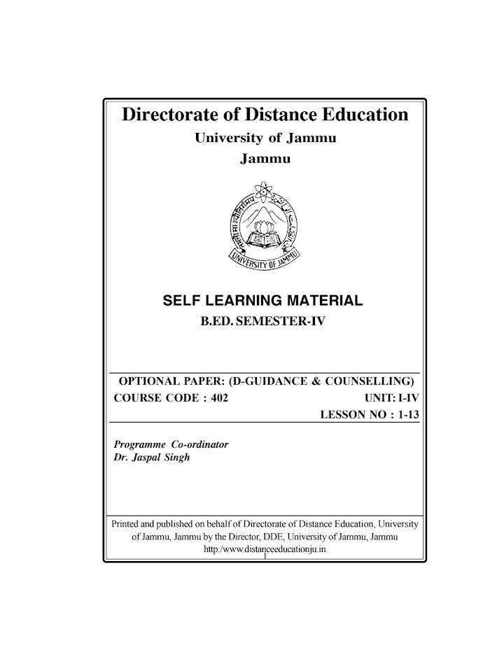 Guidance And Counselling Book In English PDF (Study Material)